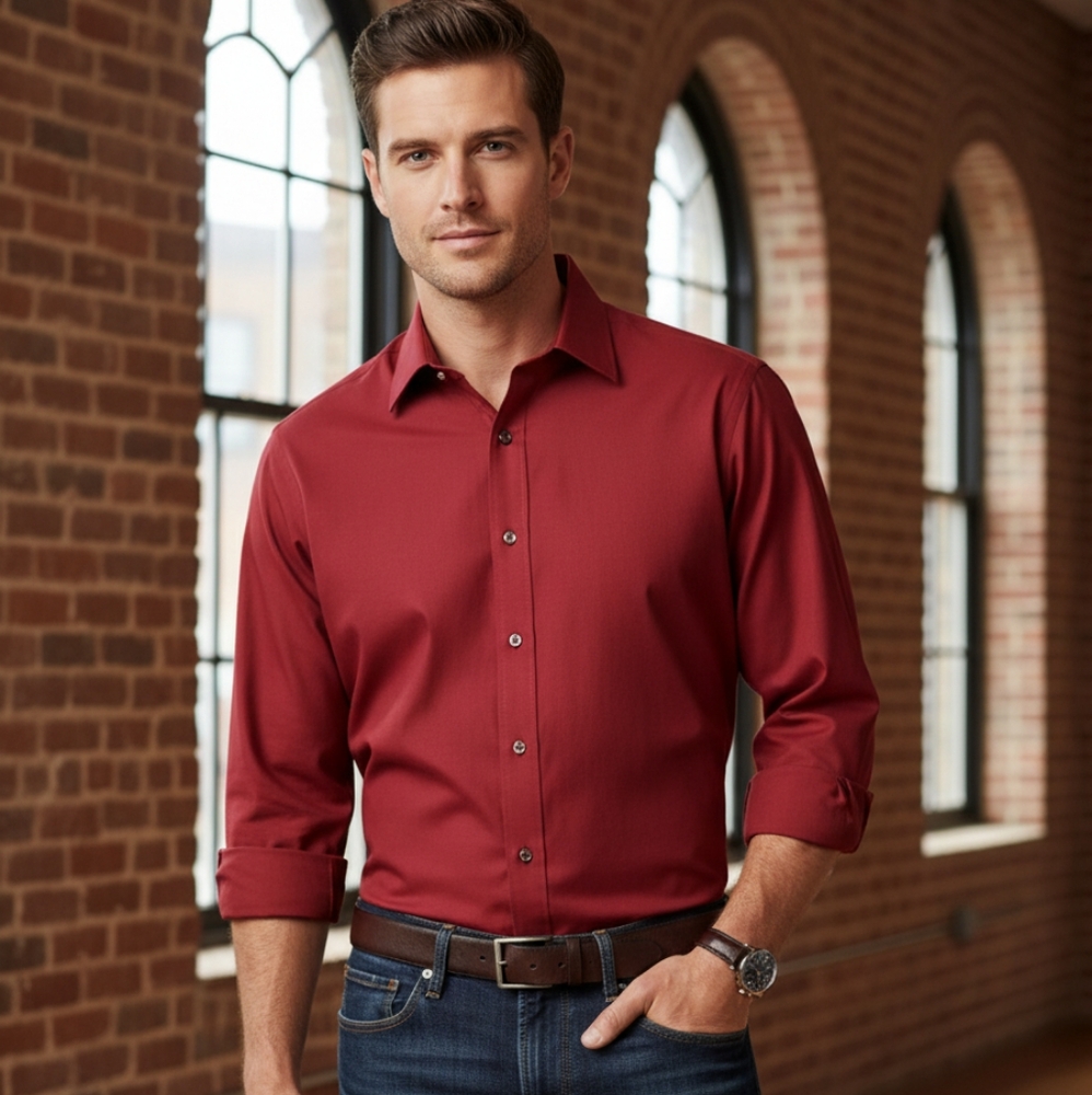 Stafford Maroon Men's Button Down